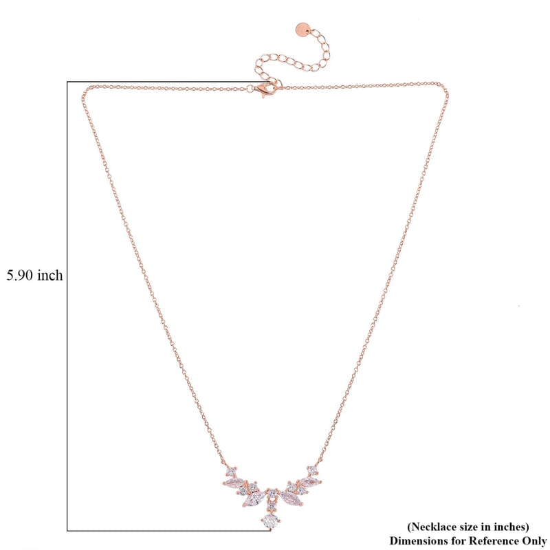 Lustro Stella Finest CZ Necklace 16-18 Inches in 14K Rose Gold Over Sterling Silver 0.90 ctw