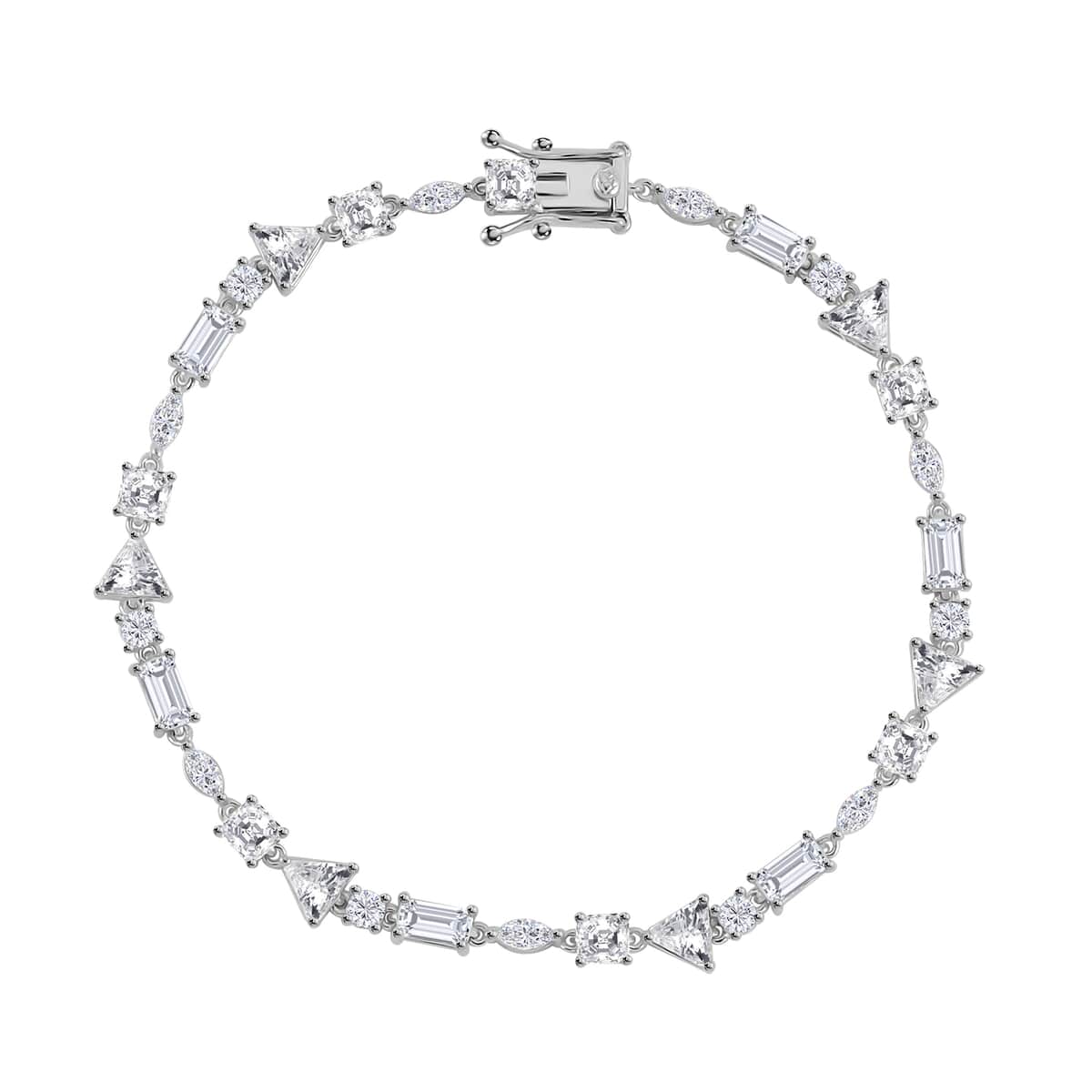 Lustro Stella Finest CZ Mixed Shapes Bracelet in Rhodium Over Sterling Silver (8.00 In) 13.00 ctw image number 0