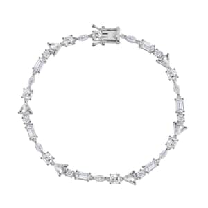 Lustro Stella Finest CZ Mixed Shapes Bracelet in Rhodium Over Sterling Silver (8.00 In) 13.00 ctw