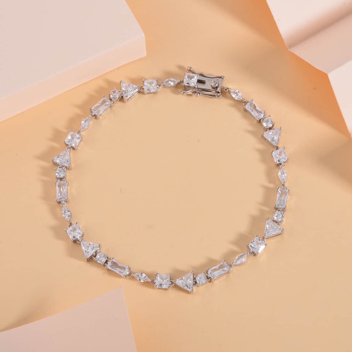 Lustro Stella Finest CZ Bracelet in Rhodium Over Sterling Silver (8.00 In) 13.00 ctw image number 1