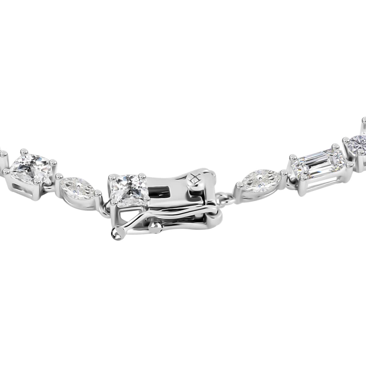 Lustro Stella Finest CZ Mixed Shapes Bracelet in Rhodium Over Sterling Silver (8.00 In) 13.00 ctw image number 2