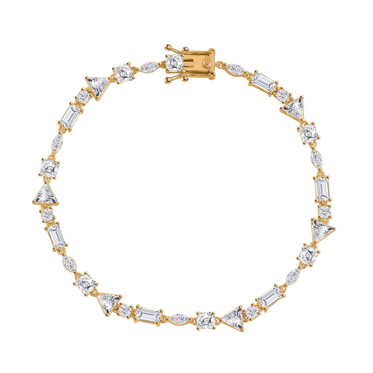 Lustro Stella Finest CZ Mixed Shapes Bracelet in Vermeil Yellow Gold Over Sterling Silver (8.00 In) 13.00 ctw image number 0