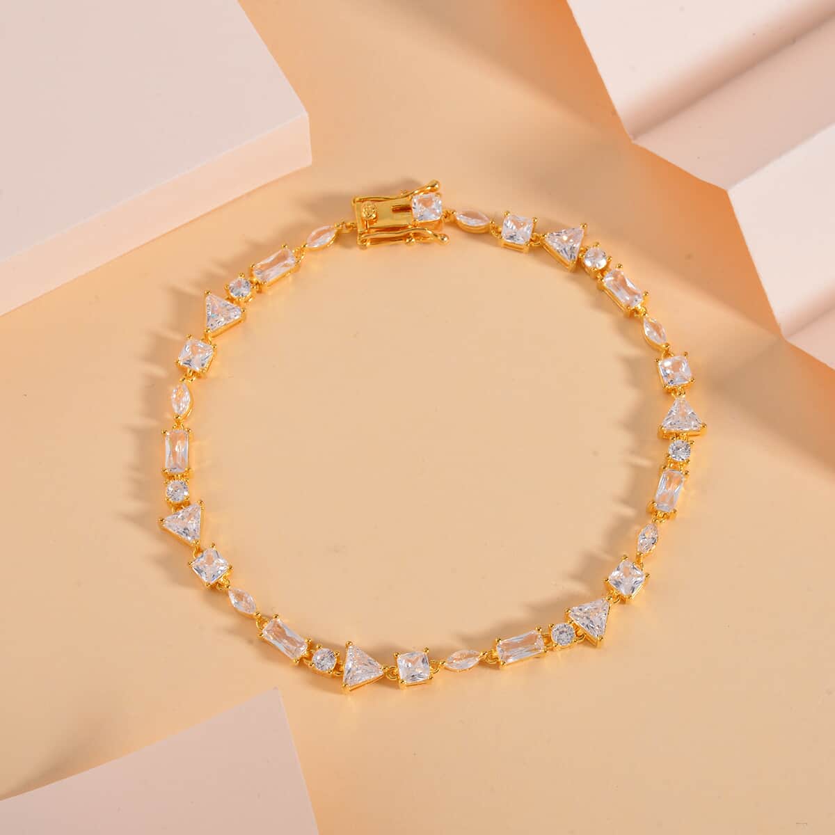 Lustro Stella Finest CZ Mixed Shapes Bracelet in Vermeil Yellow Gold Over Sterling Silver (8.00 In) 13.00 ctw image number 1