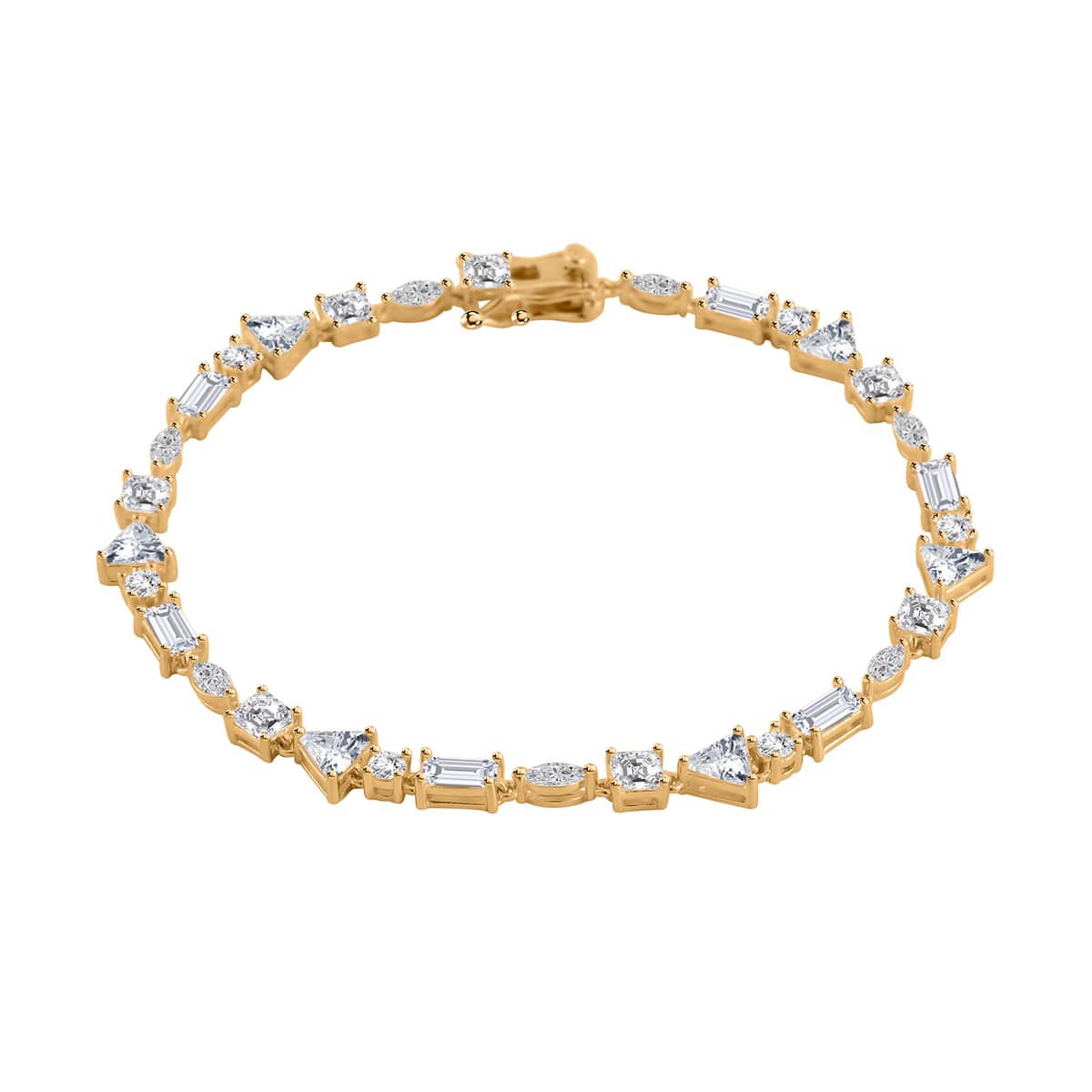 Lustro Stella Finest CZ Mixed Shapes Bracelet in Vermeil Yellow Gold Over Sterling Silver (8.00 In) 13.00 ctw image number 2