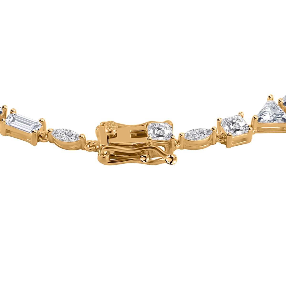 Lustro Stella Finest CZ Mixed Shapes Bracelet in Vermeil Yellow Gold Over Sterling Silver (8.00 In) 13.00 ctw image number 3