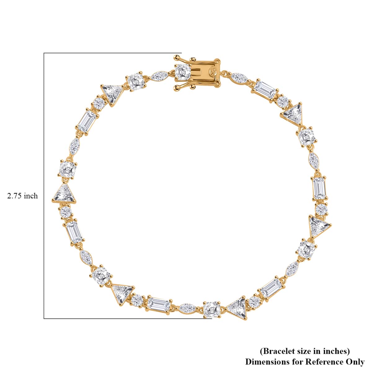 Lustro Stella Finest CZ Mixed Shapes Bracelet in Vermeil Yellow Gold Over Sterling Silver (8.00 In) 13.00 ctw image number 6