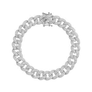 Lustro Stella Finest CZ Statement Chain Bracelet in Rhodium Over Sterling Silver (8.00 In) 8.25 ctw