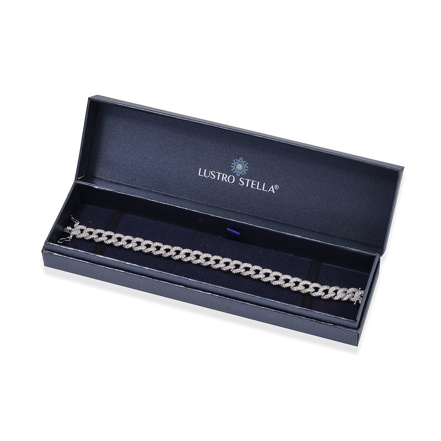 Lustro Stella Finest CZ Statement Chain Bracelet in Rhodium Over Sterling Silver (8.00 In) 8.25 ctw