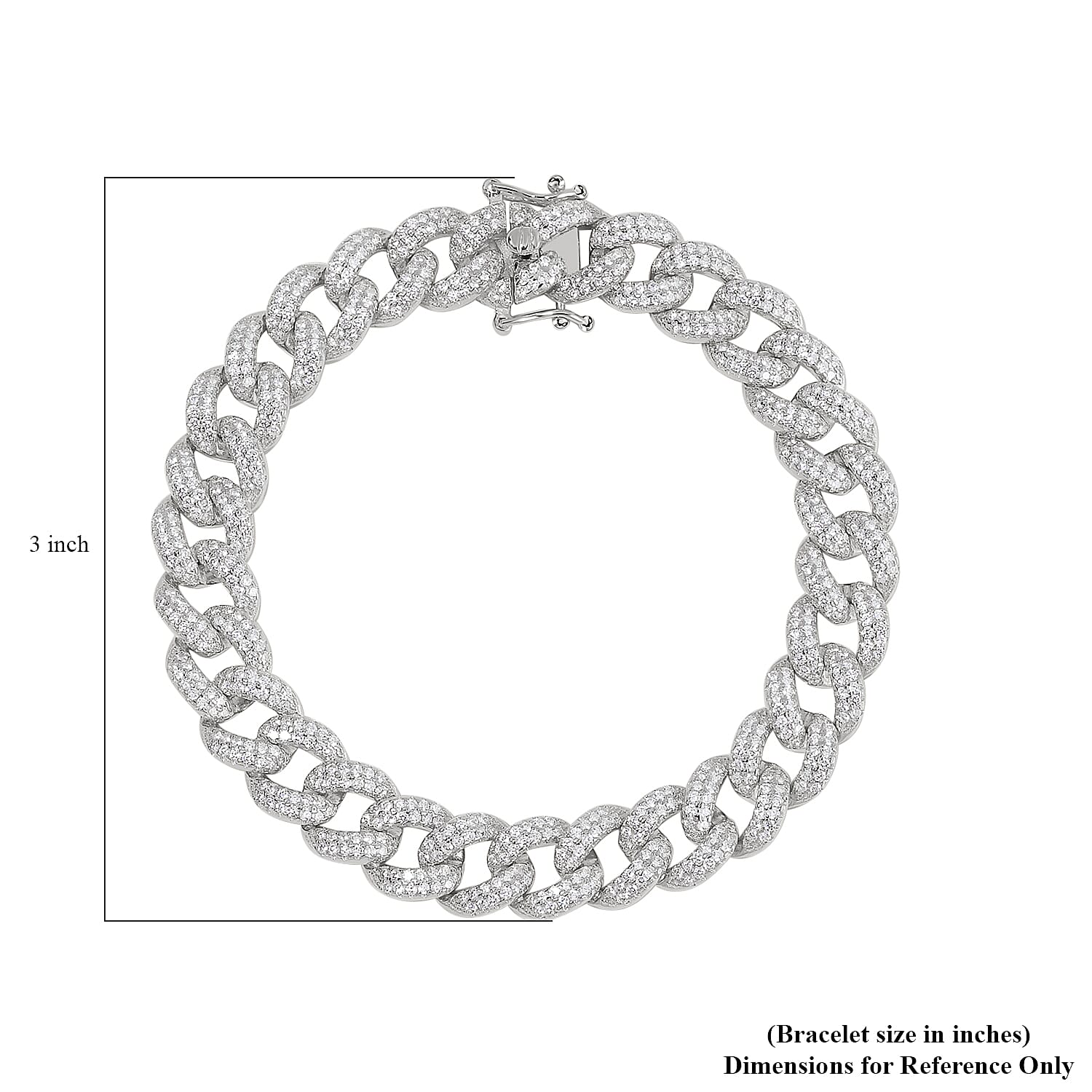 Lustro Stella Finest CZ Statement Chain Bracelet in Rhodium Over Sterling Silver (8.00 In) 8.25 ctw