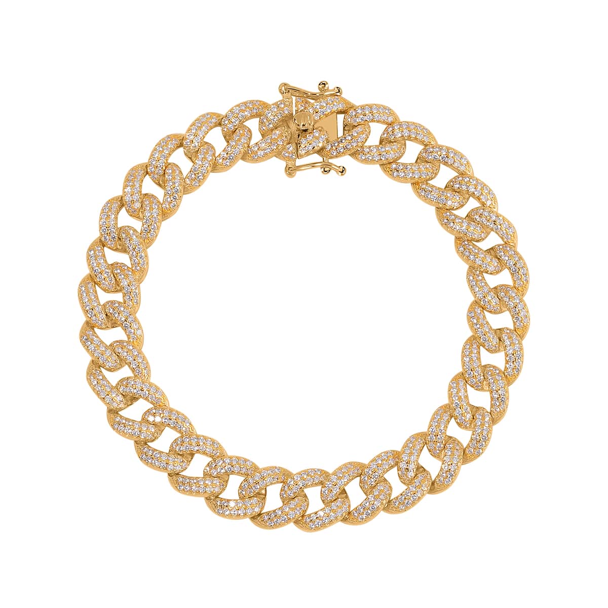 Lustro Stella Finest CZ Statement Chain Bracelet in Vermeil Yellow Gold Over Sterling Silver (8.00 In) 8.25 ctw image number 0