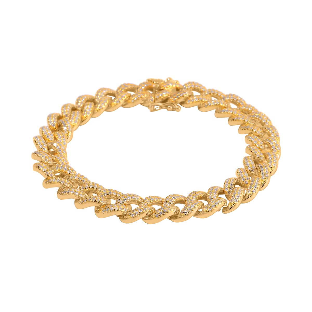 Lustro Stella Finest CZ Statement Chain Bracelet in Vermeil Yellow Gold Over Sterling Silver (8.00 In) 8.25 ctw image number 2