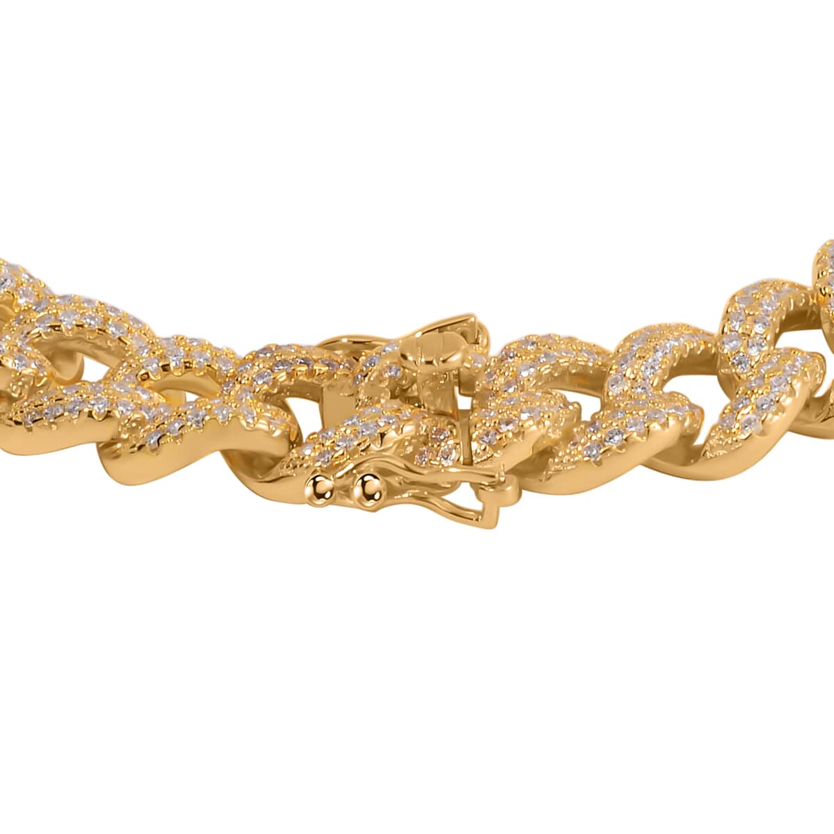 Lustro Stella Finest CZ Statement Chain Bracelet in Vermeil Yellow Gold Over Sterling Silver (8.00 In) 8.25 ctw image number 3