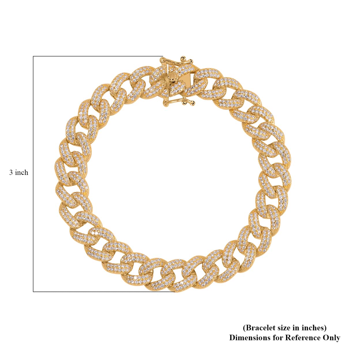 Lustro Stella Finest CZ Statement Chain Bracelet in Vermeil Yellow Gold Over Sterling Silver (8.00 In) 8.25 ctw image number 6