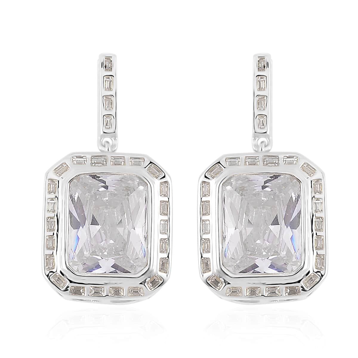 Lustro Stella Finest CZ Earrings in Rhodium Over Sterling Silver 13.00 ctw image number 0