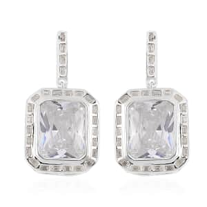 Lustro Stella Finest CZ Earrings in Rhodium Over Sterling Silver 13.00 ctw