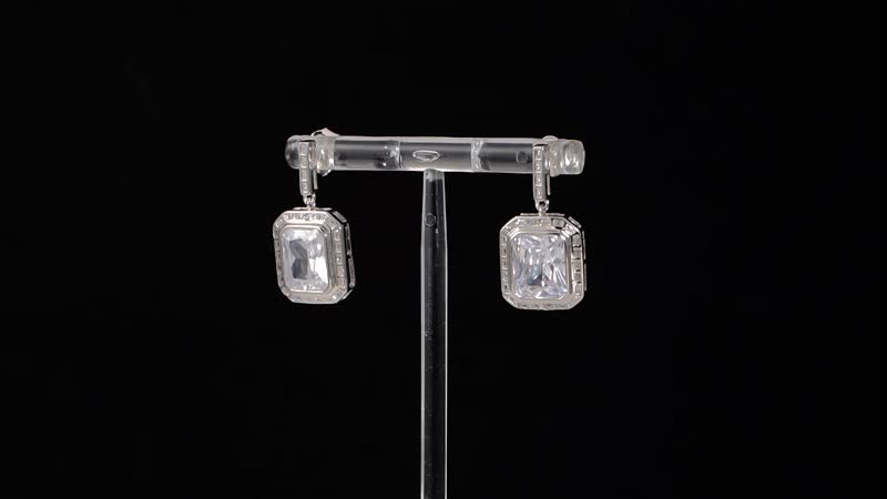 Lustro Stella Finest CZ Earrings in Rhodium Over Sterling Silver 0.50 ctw