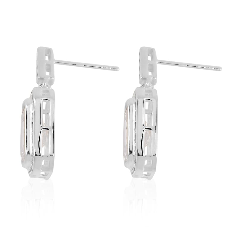 Lustro Stella Finest CZ Earrings in Rhodium Over Sterling Silver 13.00 ctw