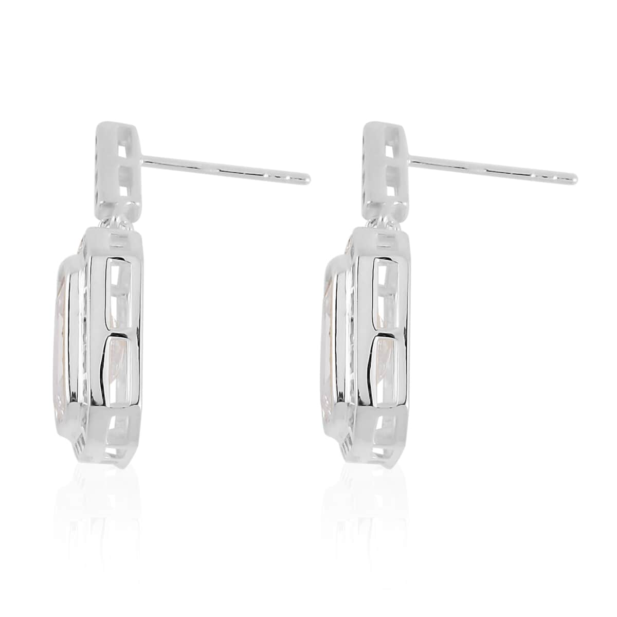 Lustro Stella Finest CZ Earrings in Rhodium Over Sterling Silver 13.00 ctw image number 3