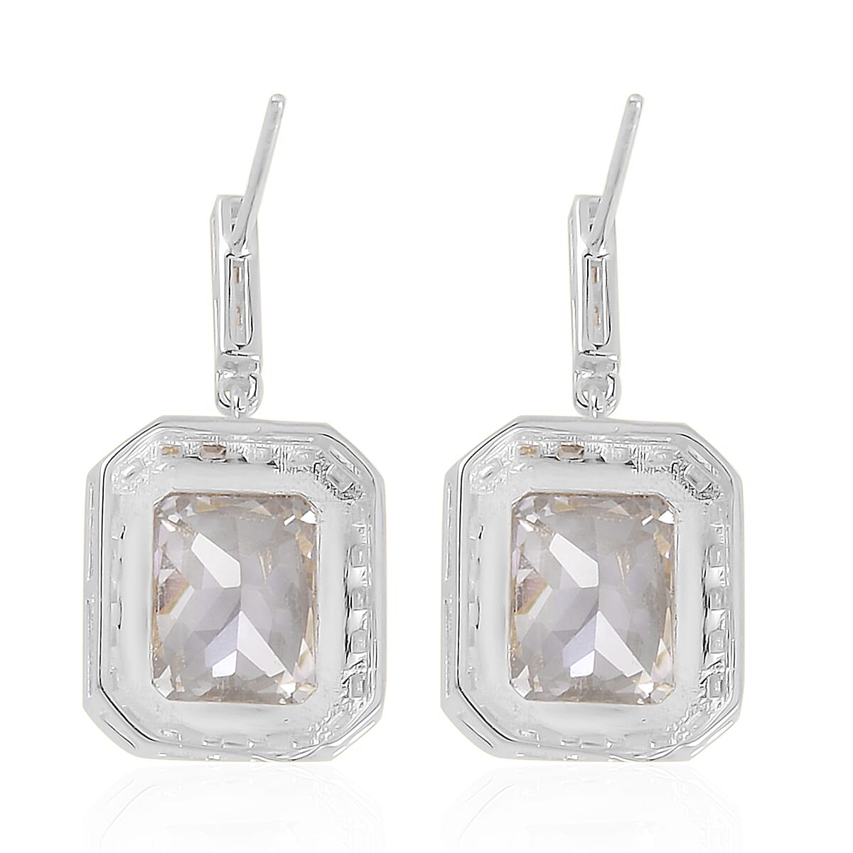 Lustro Stella Finest CZ Earrings in Rhodium Over Sterling Silver 13.00 ctw