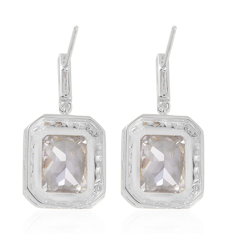 Lustro Stella Finest CZ Earrings in Rhodium Over Sterling Silver 13.00 ctw