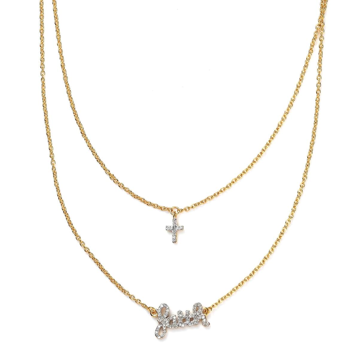Diamond Fancy Necklace 18 Inches in 14K Yellow Gold Over Sterling Silver 0.25 ctw image number 0