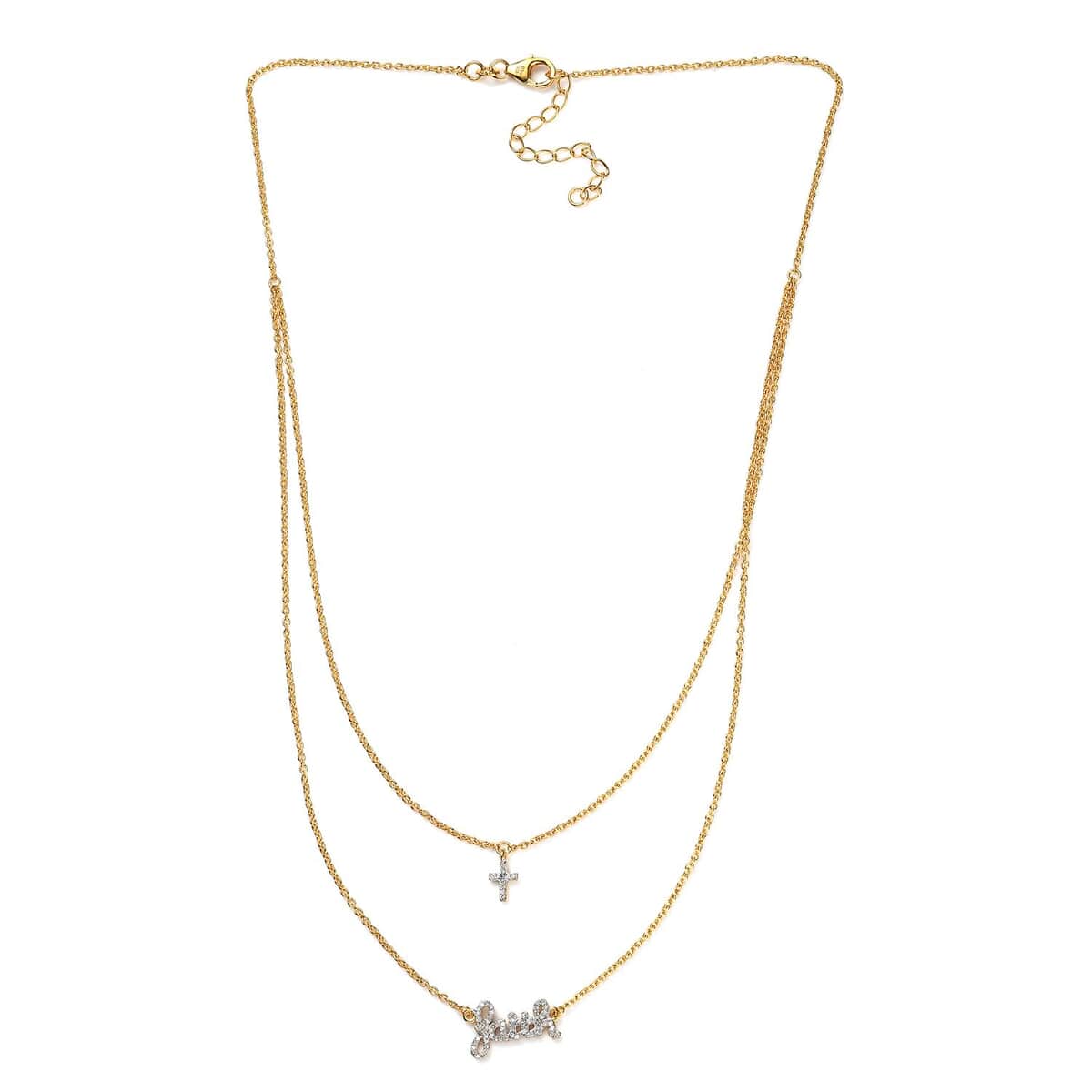 Diamond Fancy Necklace 18 Inches in 14K Yellow Gold Over Sterling Silver 0.25 ctw image number 3