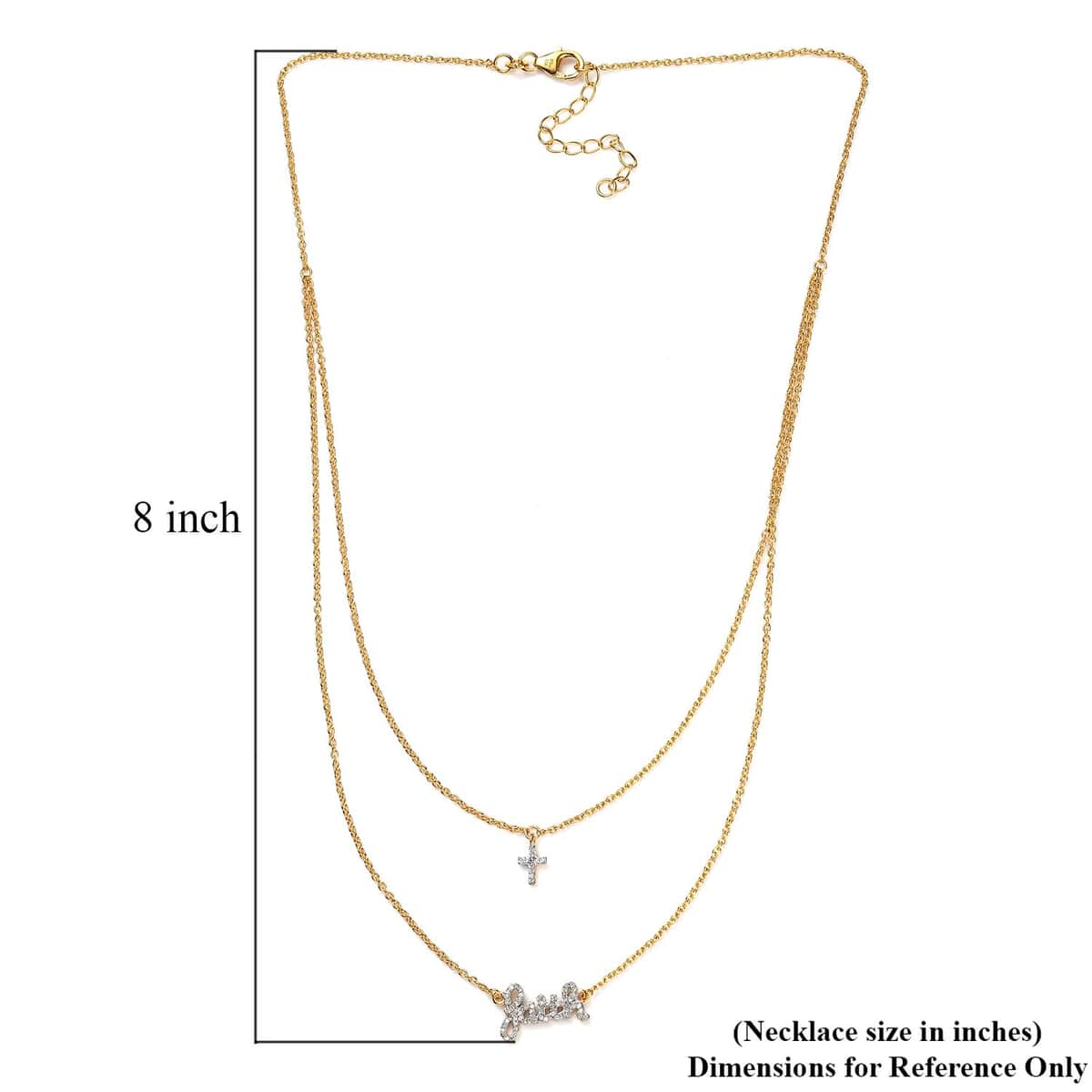 Diamond Fancy Necklace 18 Inches in 14K Yellow Gold Over Sterling Silver 0.25 ctw image number 5