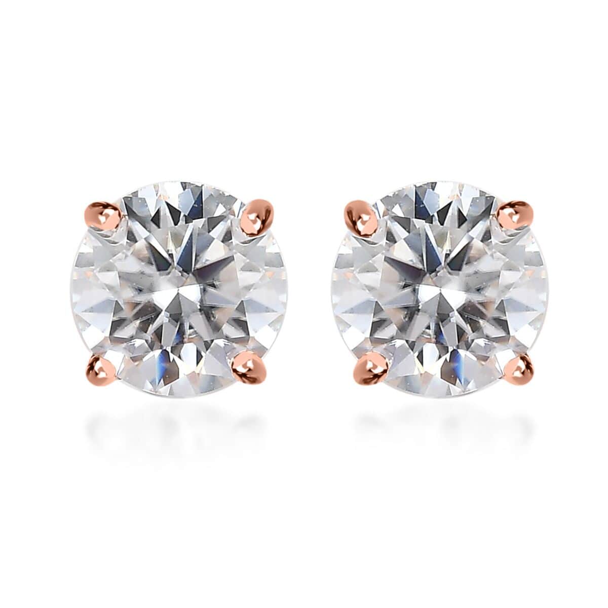 Moissanite Earrings in Vermeil Rose Gold Over Sterling Silver 1.50 ctw image number 0