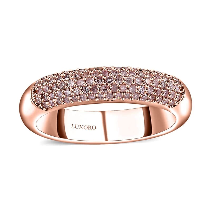 Luxoro 10K Rose Gold I3 Natural Pink Diamond Band Ring (Size 10.0) 4.25 Grams 0.50 ctw