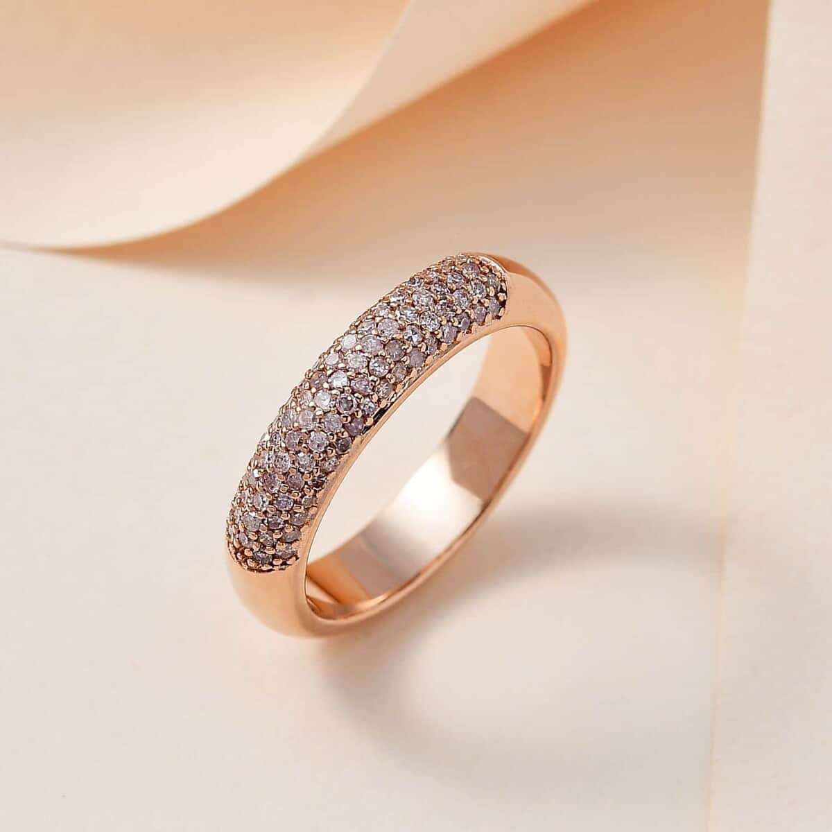 Luxoro 10K Rose Gold I3 Natural Pink Diamond Band Ring (Size 10.0) 4.25 Grams 0.50 ctw image number 1