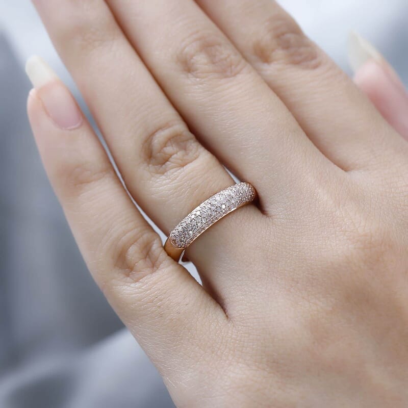 Luxoro 10K Rose Gold I3 Natural Pink Diamond Band Ring (Size 10.0) 4.25 Grams 0.50 ctw