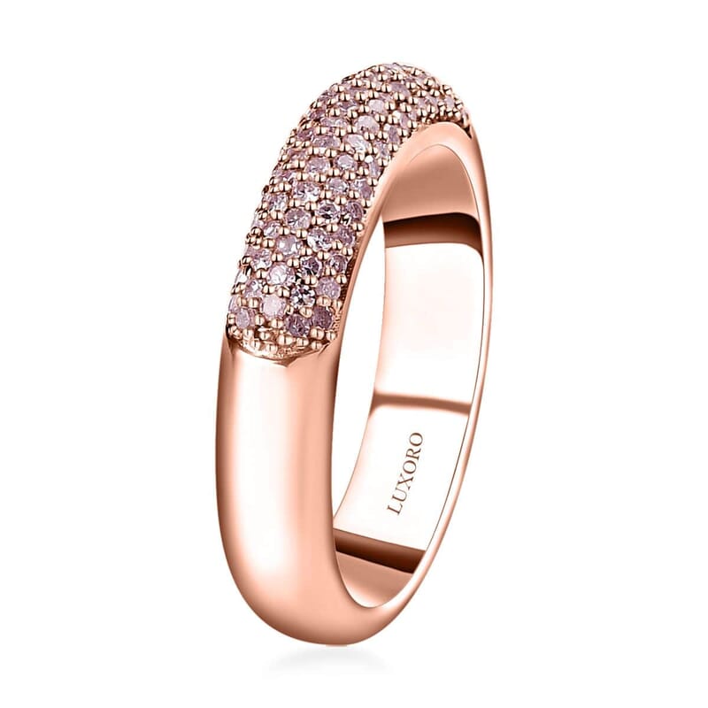 Luxoro 10K Rose Gold I3 Natural Pink Diamond Band Ring (Size 10.0) 4.25 Grams 0.50 ctw