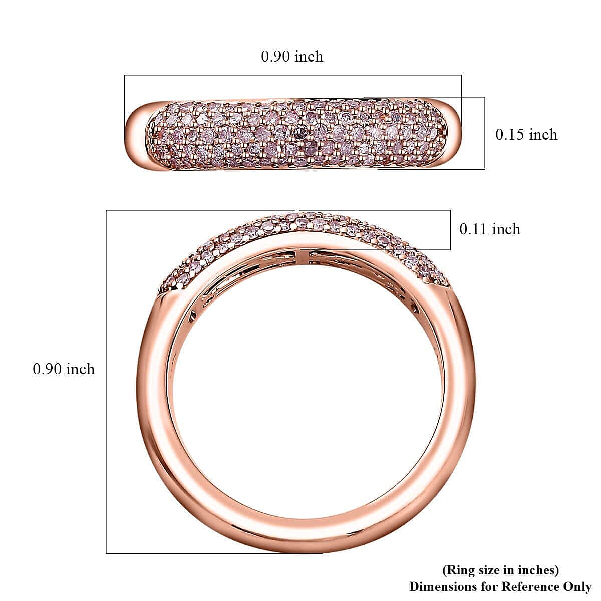 Luxoro 10K Rose Gold I3 Natural Pink Diamond Band Ring (Size 10.0) 4.25 Grams 0.50 ctw