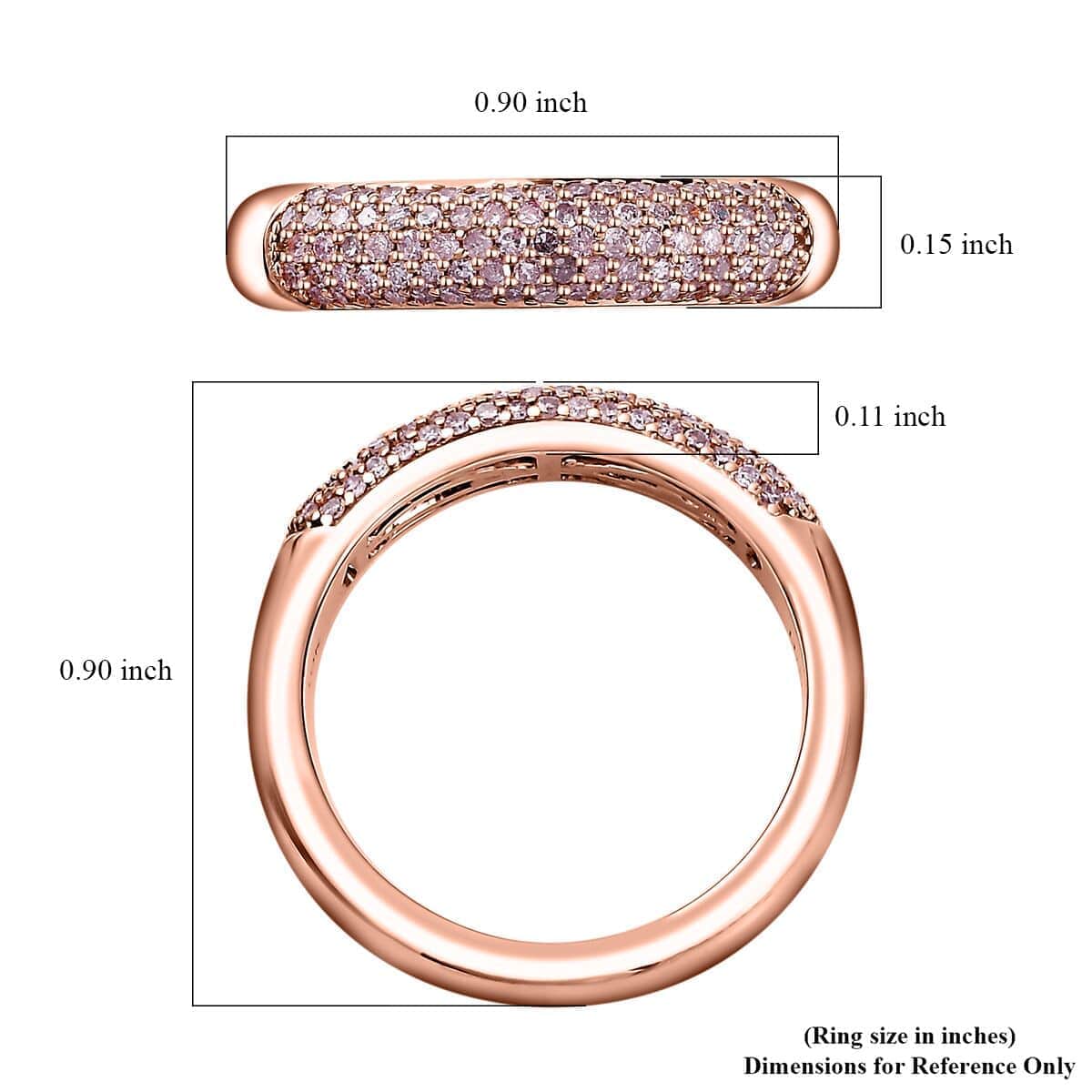 Luxoro 10K Rose Gold I3 Natural Pink Diamond Band Ring (Size 10.0) 4.25 Grams 0.50 ctw image number 5