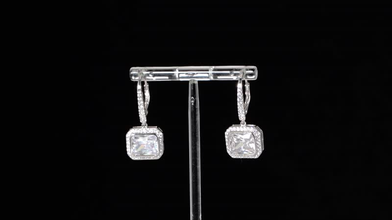 Lustro Stella Finest CZ Earrings in Rhodium Over Sterling Silver 0.25 ctw
