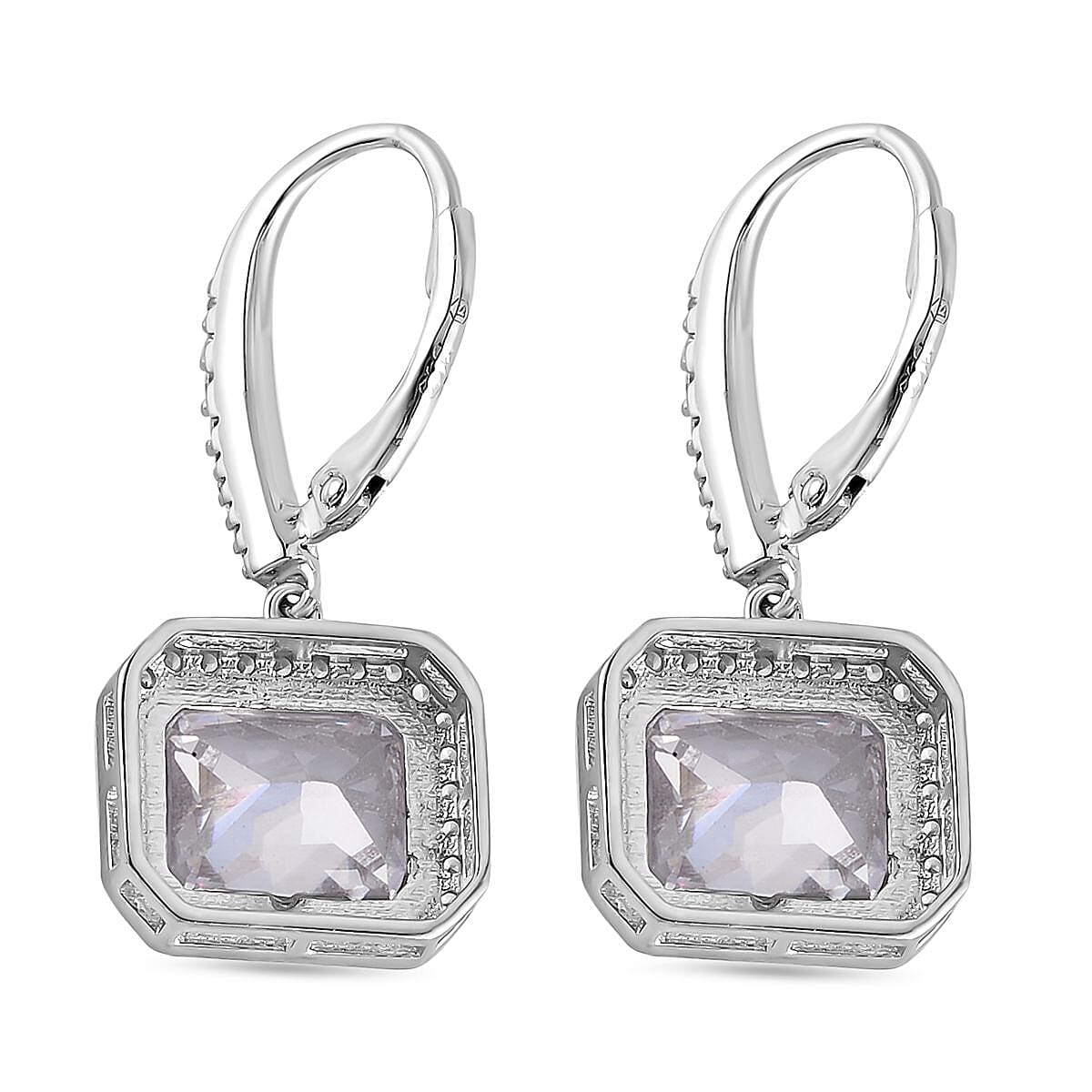Lustro Stella Finest CZ Earrings in Rhodium Over Sterling Silver 0.25 ctw