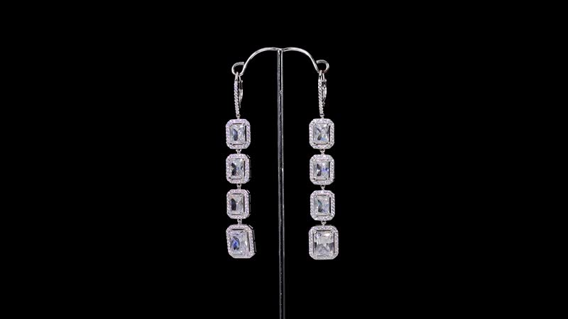 Lustro Stella Finest CZ Dangle Earrings in Rhodium Over Sterling Silver 30.10 ctw