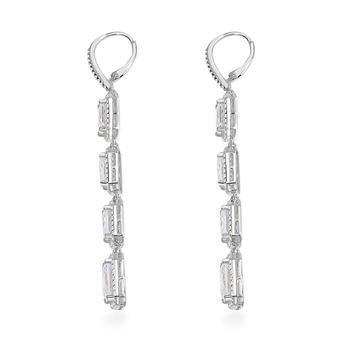 Lustro Stella Finest CZ Statement Earrings in Rhodium Over Sterling Silver 30.10 ctw image number 3