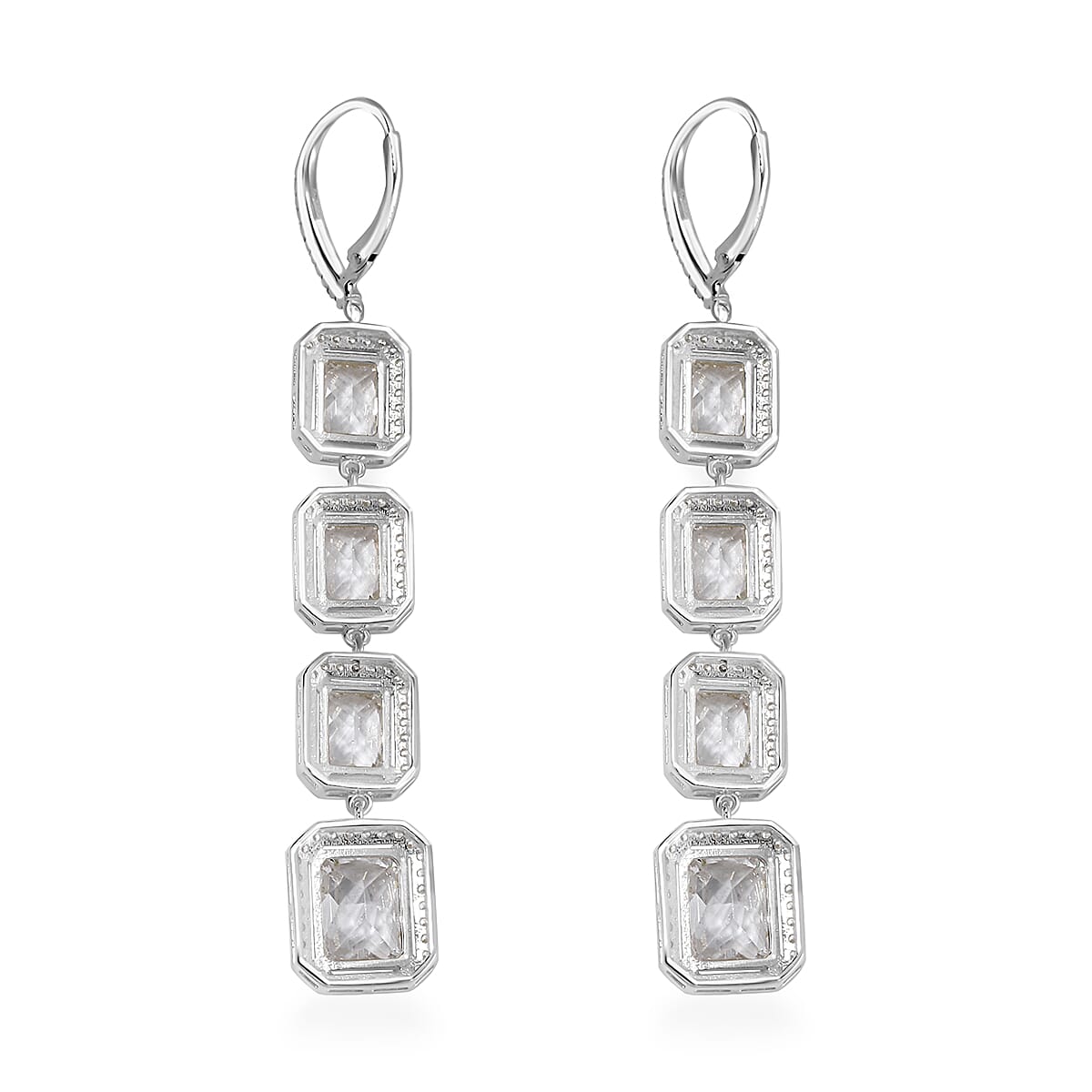 Lustro Stella Finest CZ Statement Earrings in Rhodium Over Sterling Silver 30.10 ctw image number 4