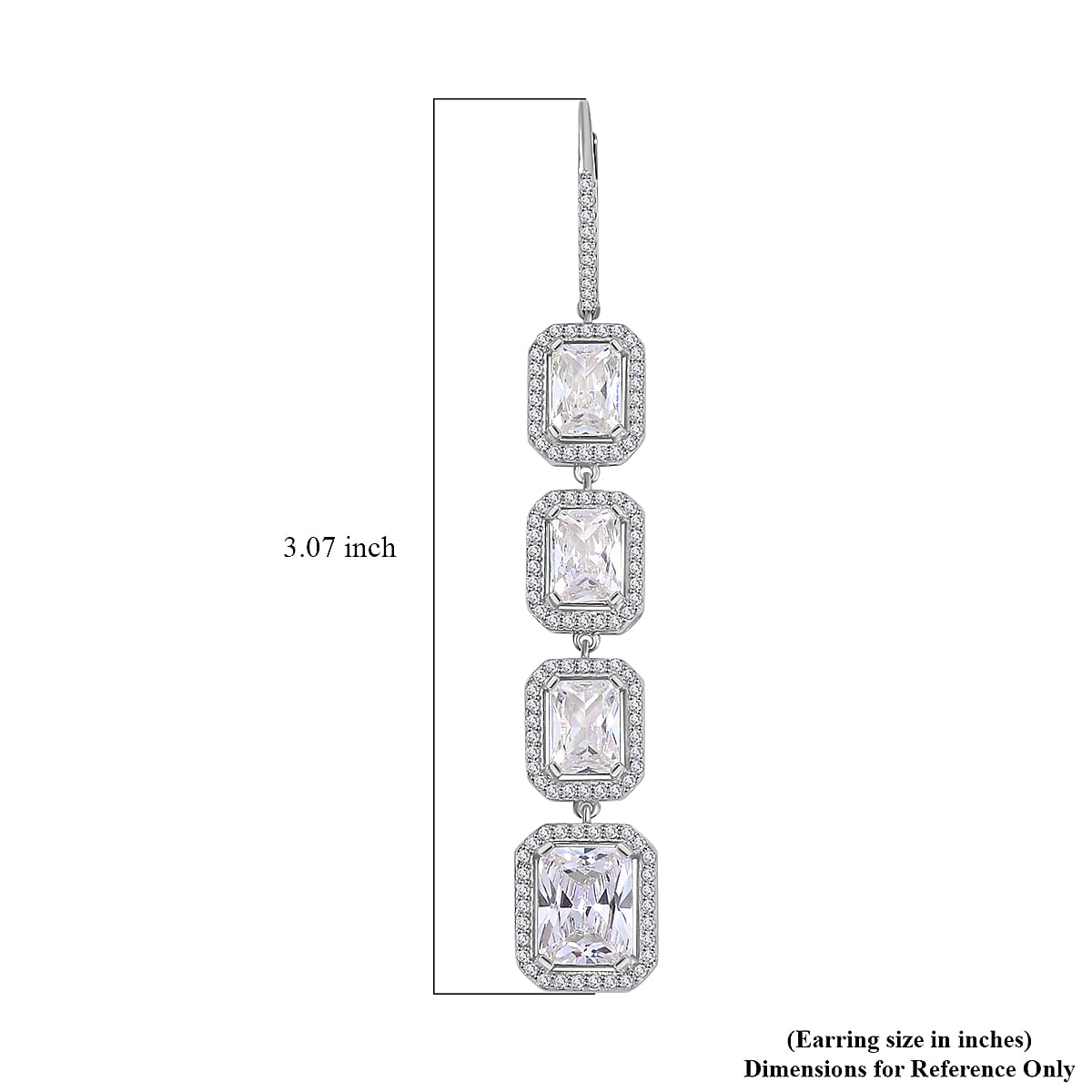 Lustro Stella Finest CZ Statement Earrings in Rhodium Over Sterling Silver 30.10 ctw image number 7