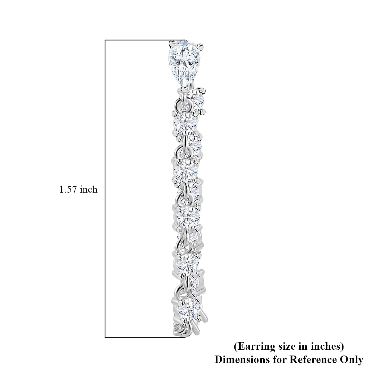 Lustro Stella Finest CZ Huggie Hoop Chain Earrings in Rhodium Over Sterling Silver 4.25 ctw