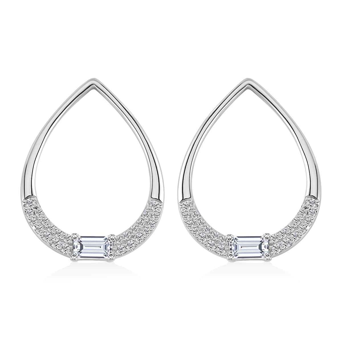 Lustro Stella Finest CZ Earrings in Rhodium Over Sterling Silver image number 0