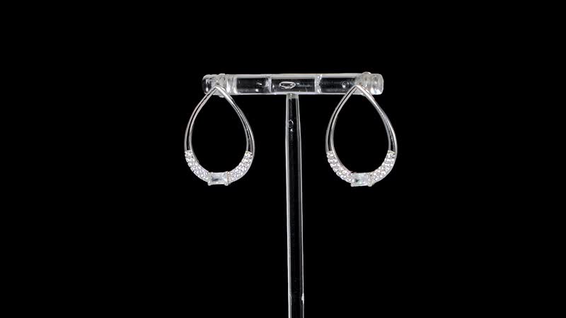 Lustro Stella Finest CZ Earrings in Rhodium Over Sterling Silver