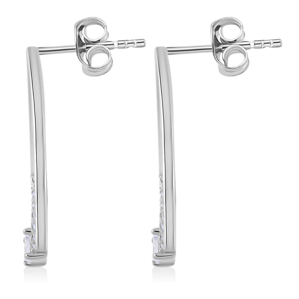 Lustro Stella Finest CZ Earrings in Rhodium Over Sterling Silver image number 3