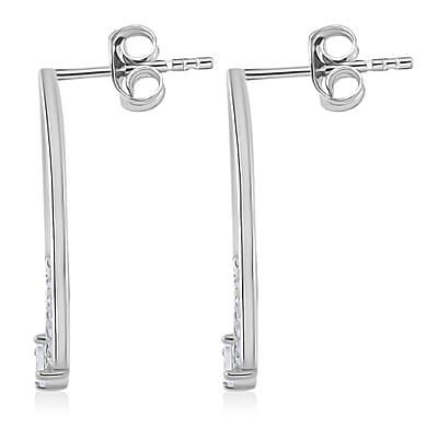 Lustro Stella Finest CZ Earrings in Rhodium Over Sterling Silver