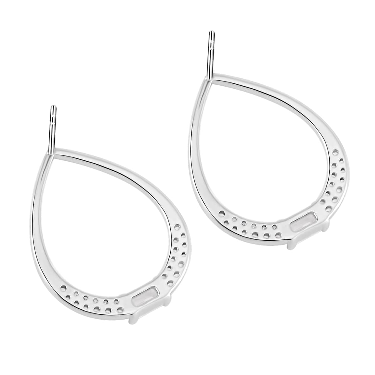 Lustro Stella Finest CZ Earrings in Rhodium Over Sterling Silver image number 4