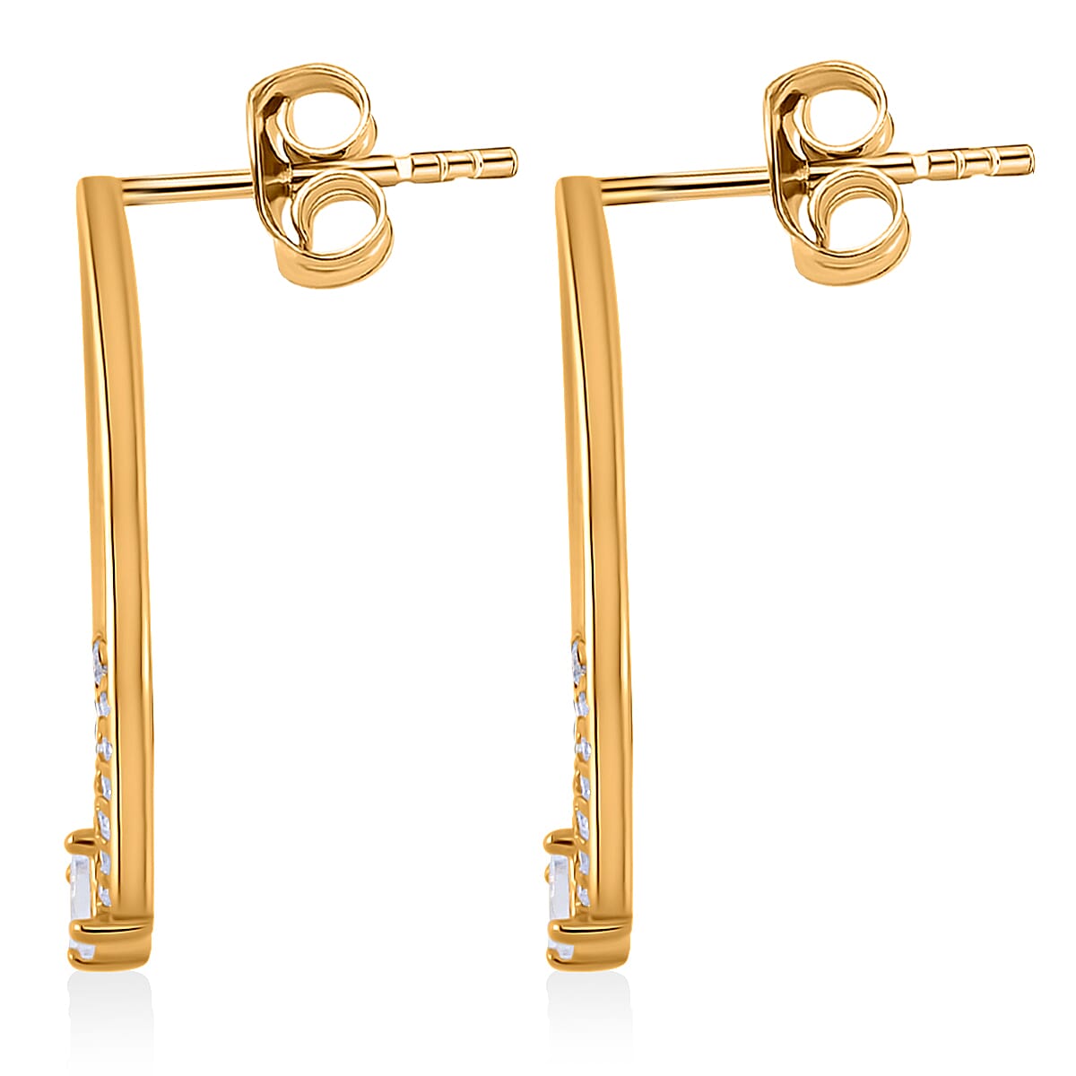 Lustro Stella Finest CZ Earrings in 14K Yellow Gold Over Sterling Silver image number 3