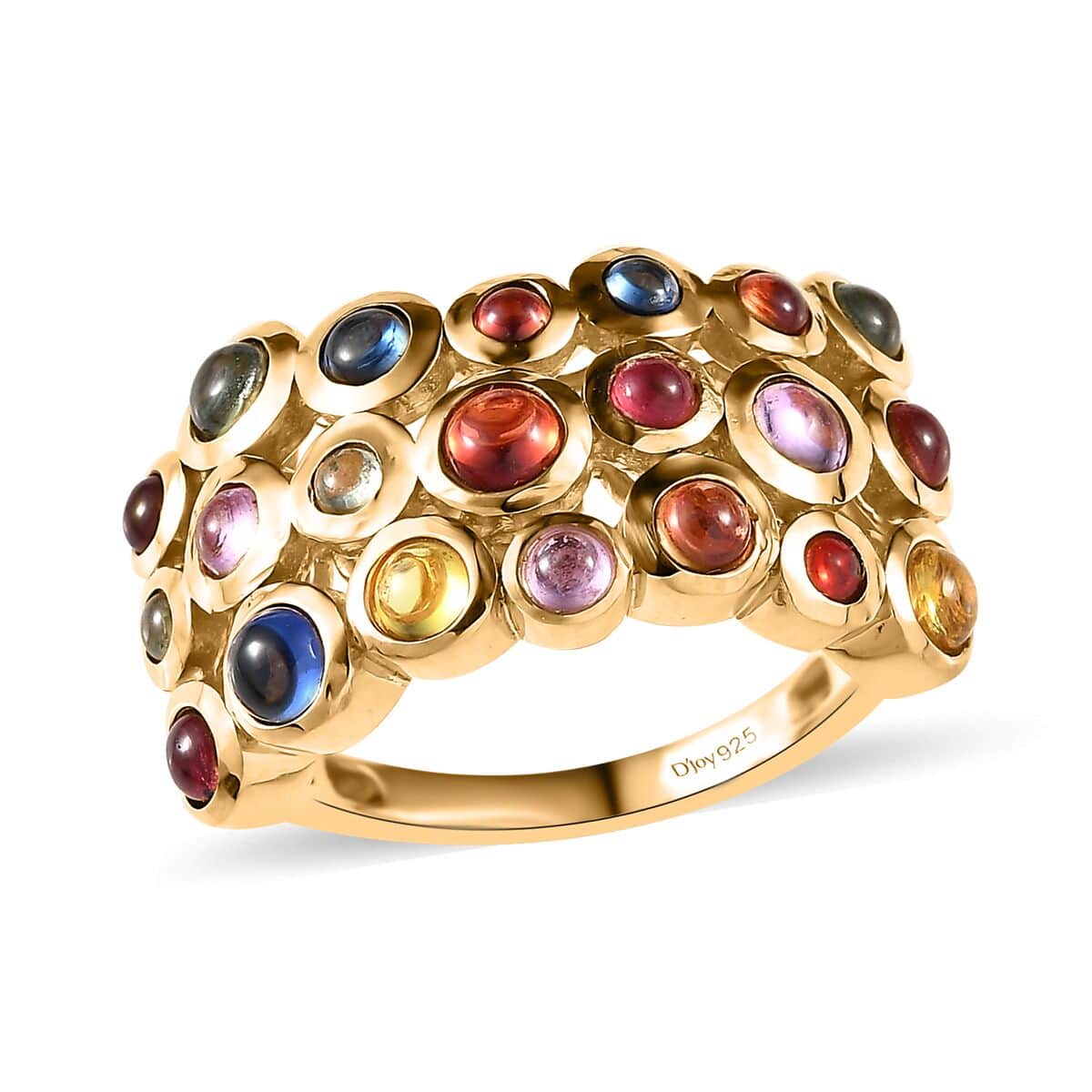 Premium Multi Sapphire Bubble Band Ring in Vermeil Yellow Gold Over Sterling Silver (Size 6.0) 2.35 ctw image number 0