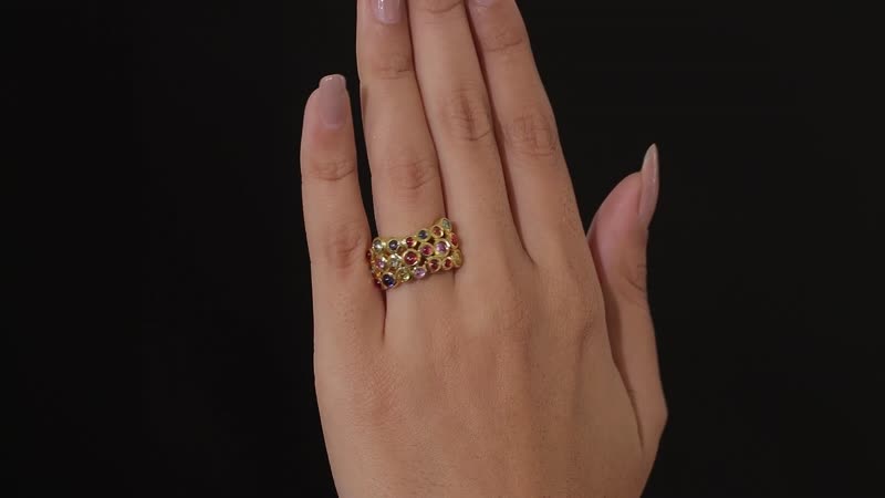 Premium Multi Sapphire Band Ring in Vermeil Yellow Gold Over Sterling Silver (Size 6.0) 2.35 ctw