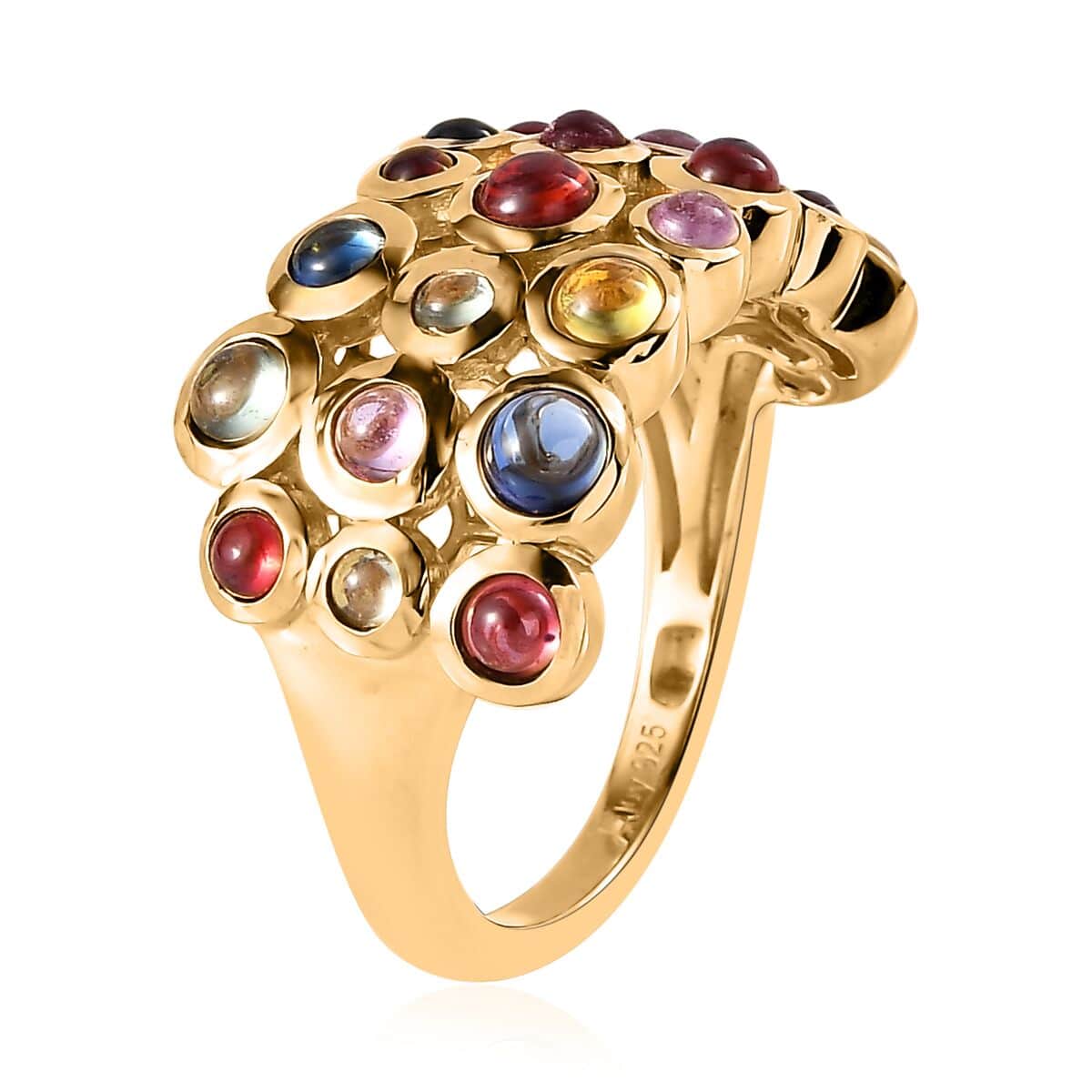 Premium Multi Sapphire Bubble Band Ring in Vermeil Yellow Gold Over Sterling Silver (Size 6.0) 2.35 ctw image number 3